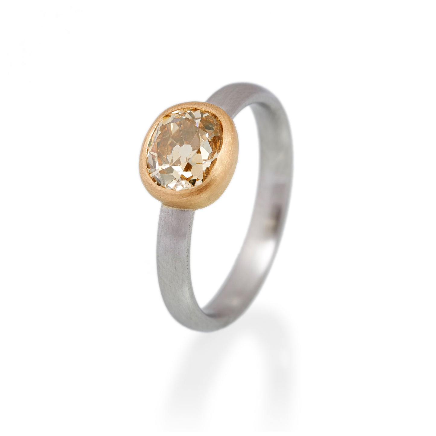 Cushion Cut Fancy Brown Diamond Ring, Platinum & 22ct Gold