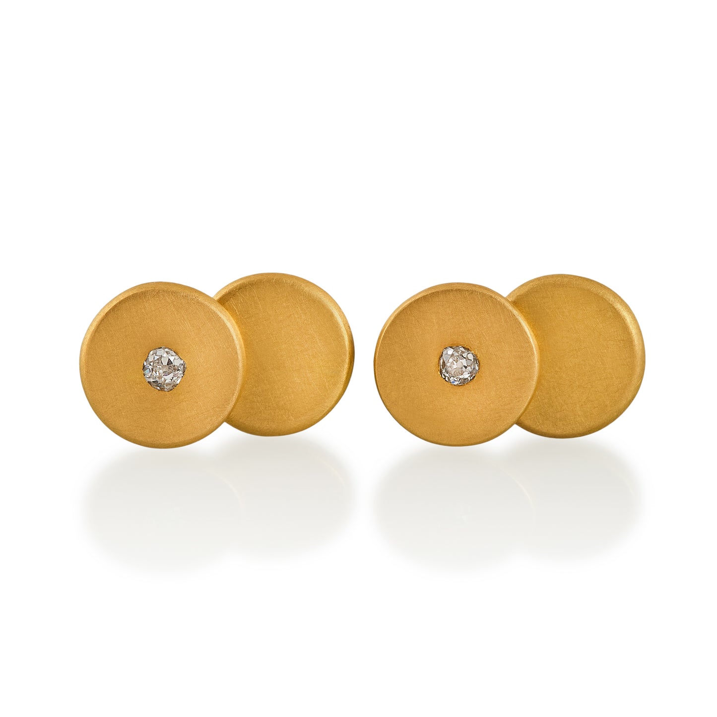 Diamond Disc Cufflinks, 22ct Gold
