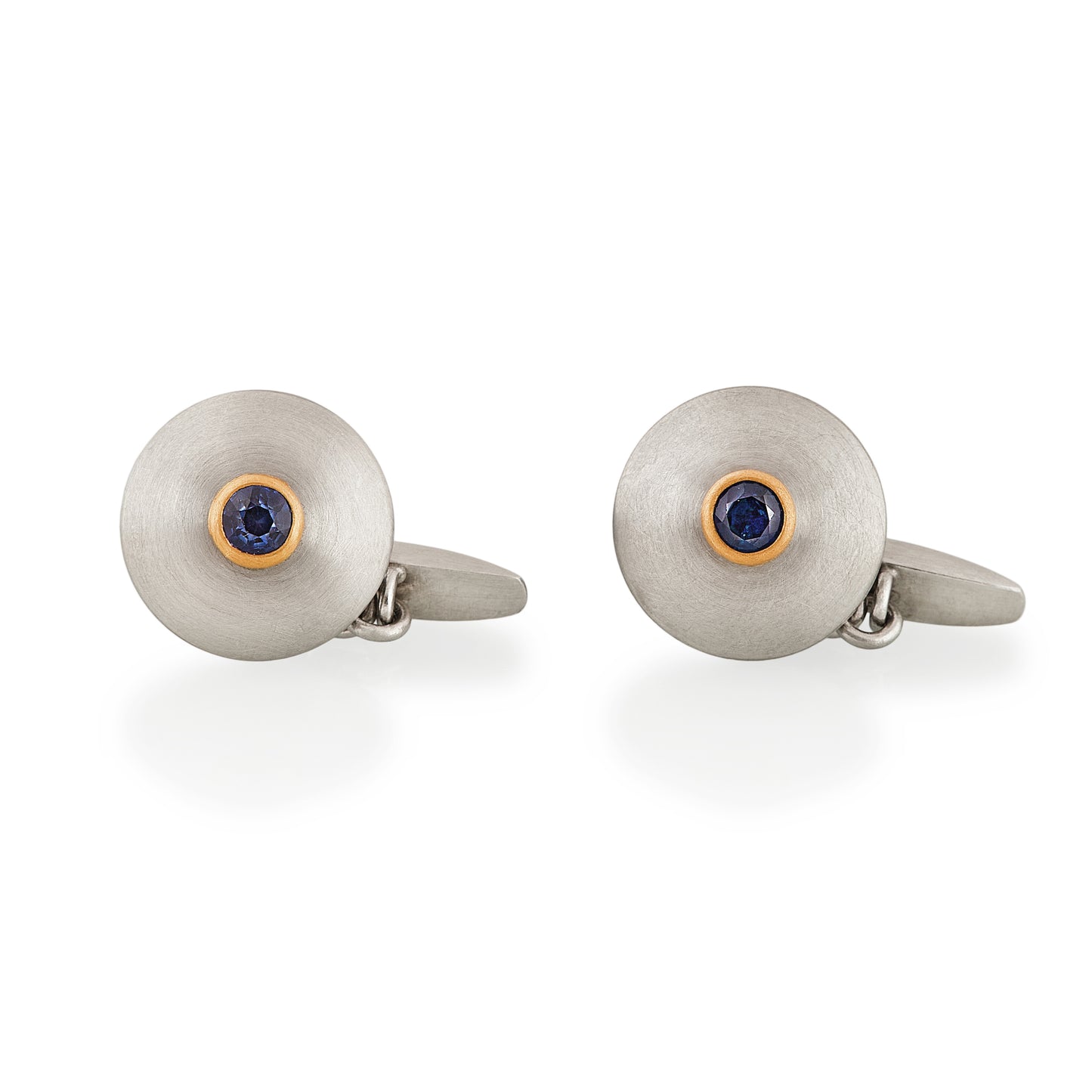 Sapphire Domed Disc Cufflinks, Platinum & 22ct Gold