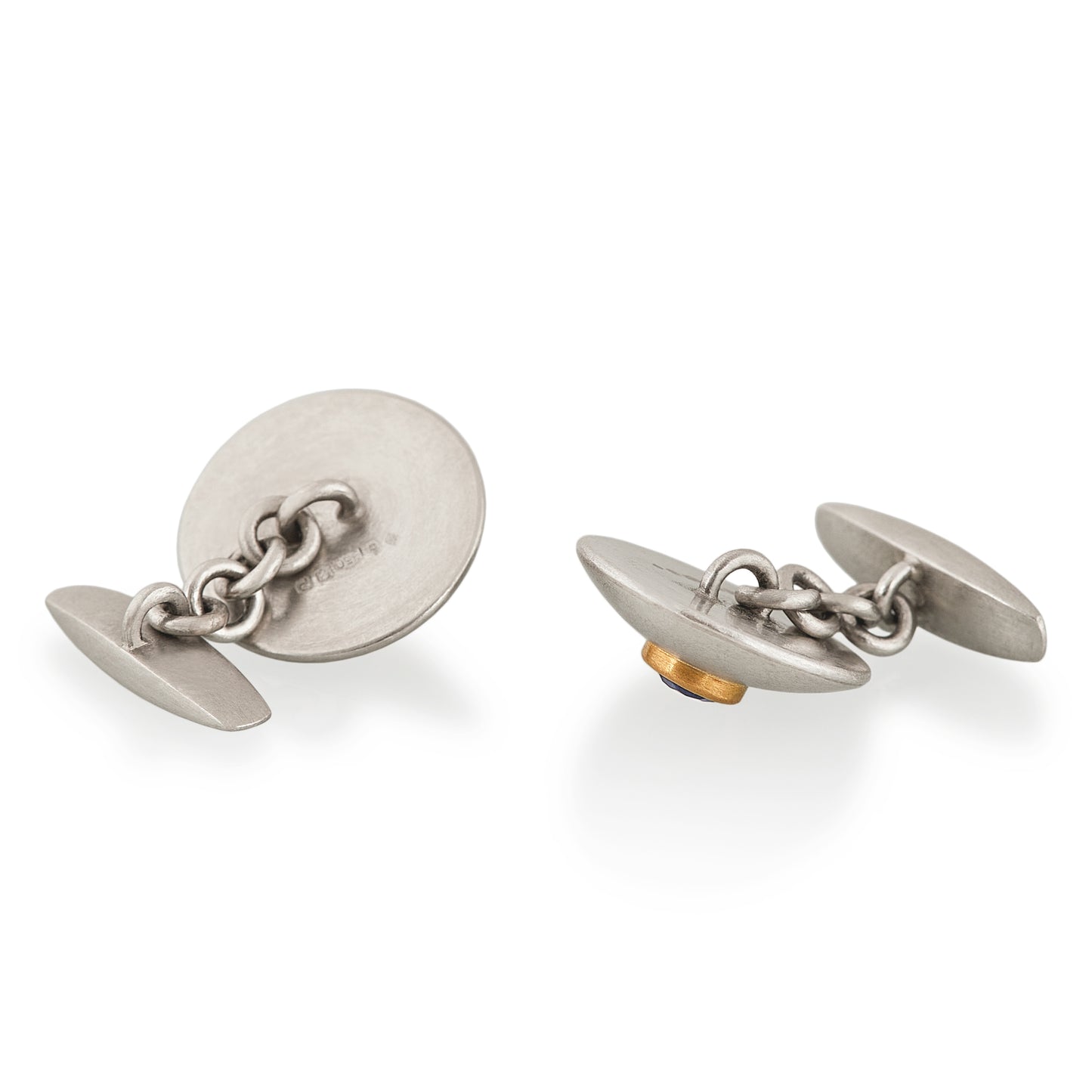 Sapphire Domed Disc Cufflinks, Platinum & 22ct Gold