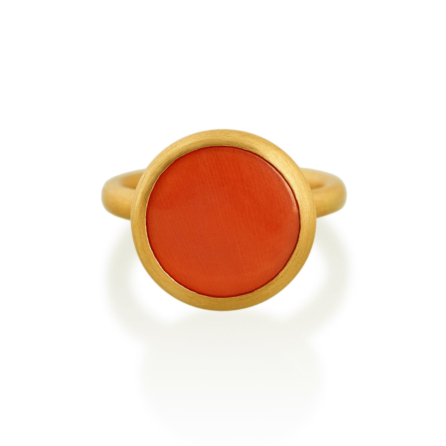 Round Antique Coral Ring, 22ct Gold