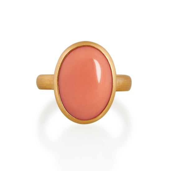 Oval Antique Coral Ring, 22ct gold & platinum