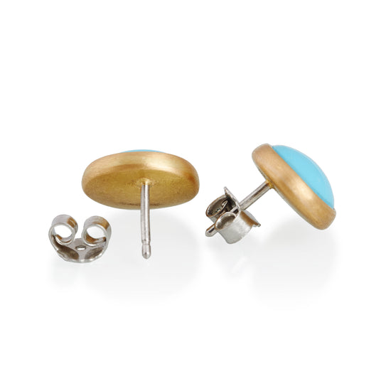Turquoise Stud Earrings, 22ct Gold