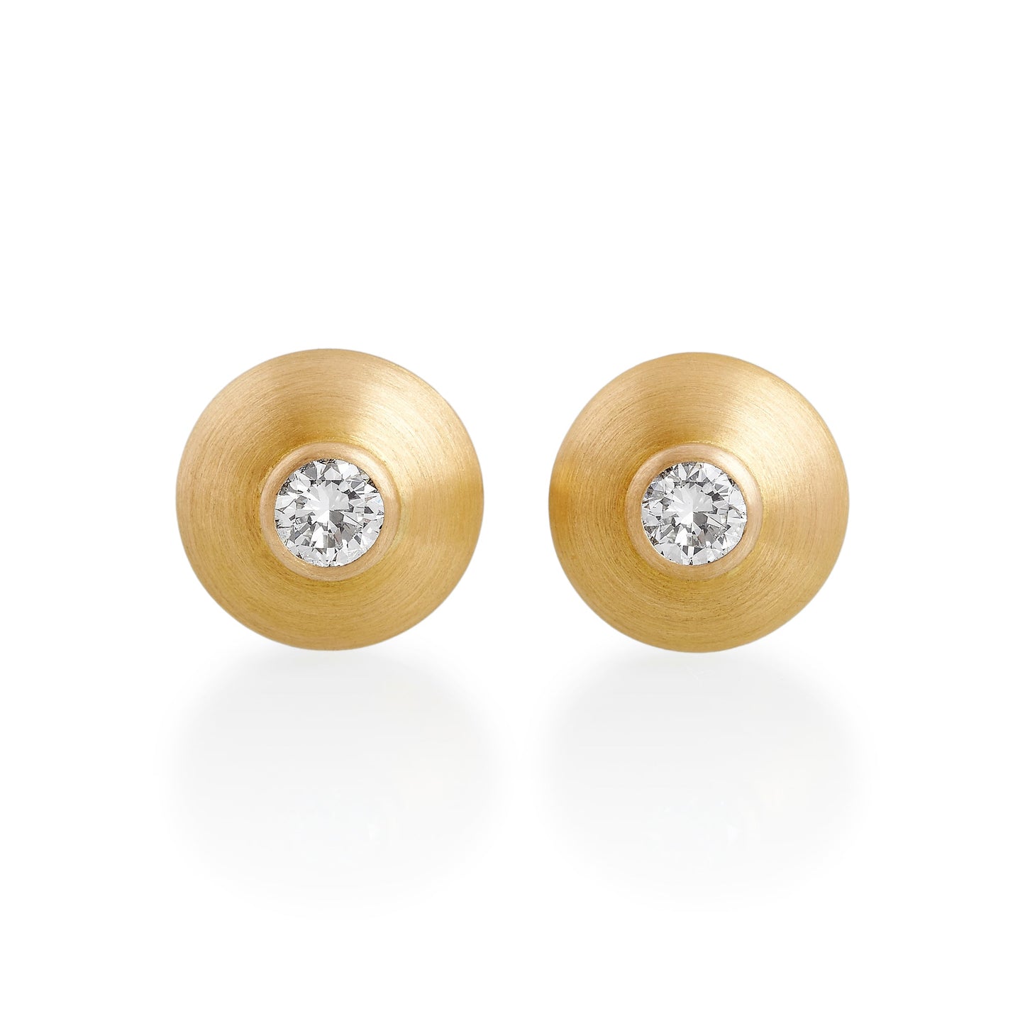 Domed Disc Old Brilliant Cut Diamond Earrings, 22ct Gold