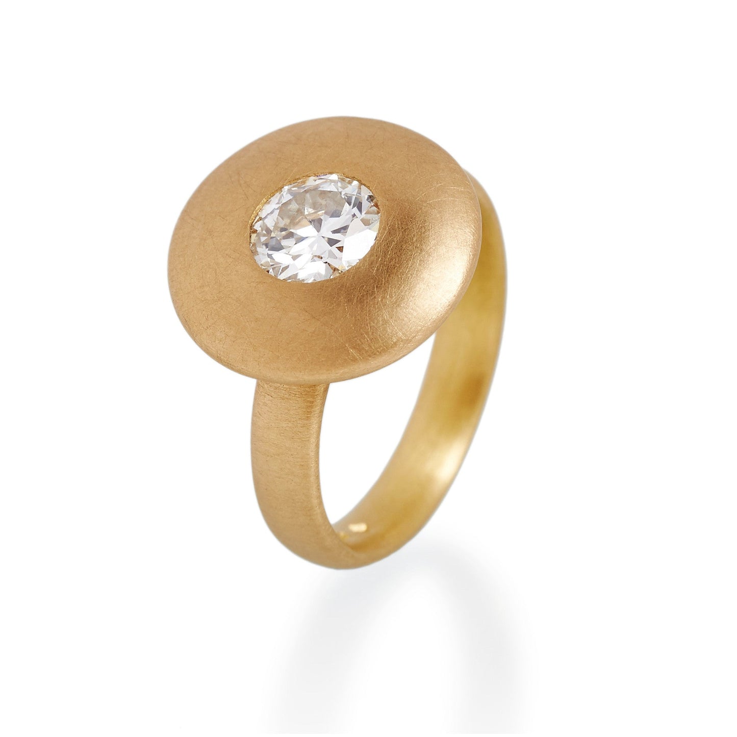 Antique Brilliant Cut Diamond Disc Ring, 22ct Gold