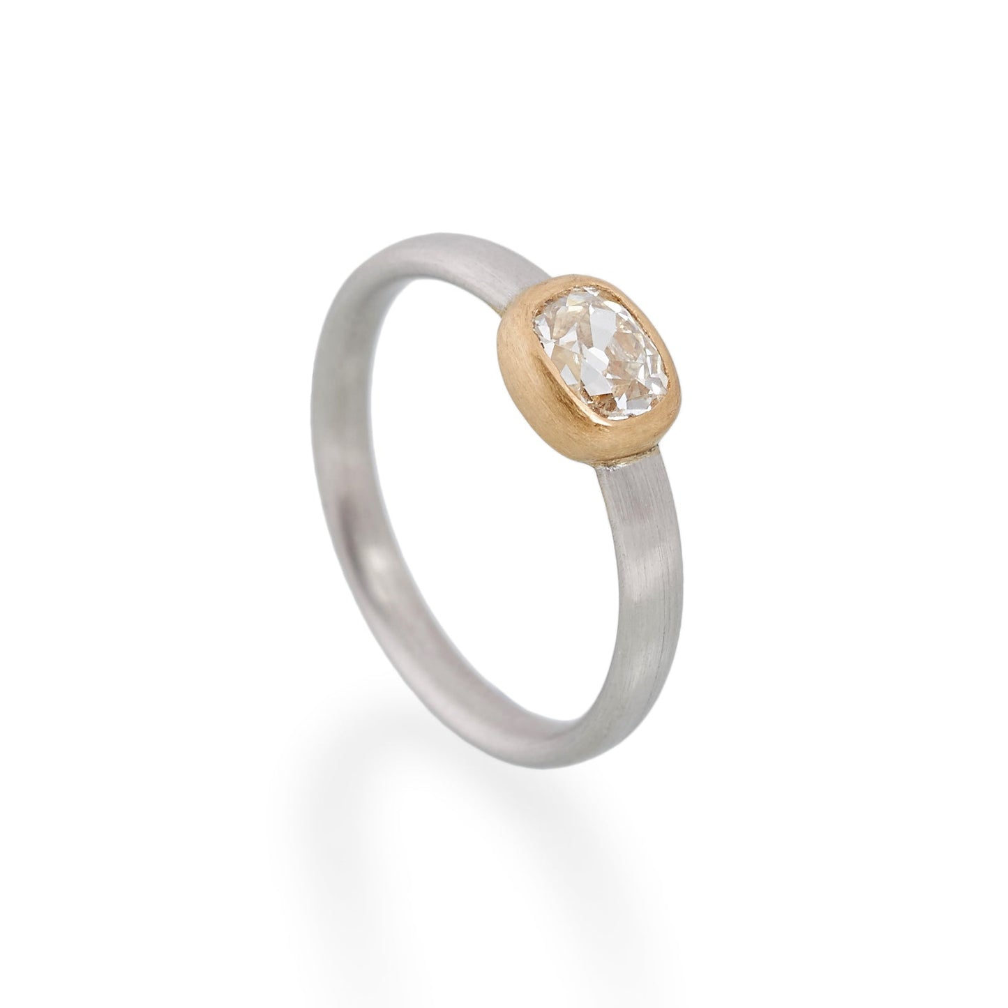 Cushion Cut Diamond Ring, Platinum & 22ct Gold