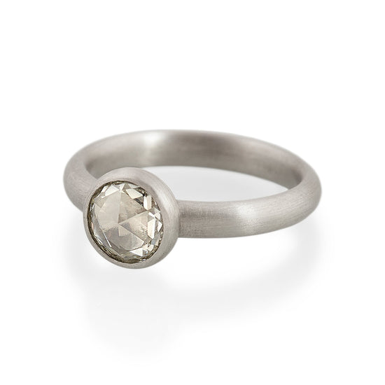 Rose Cut Diamond Ring, Platinum