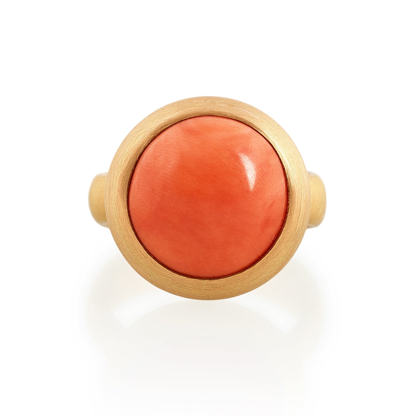 Large Round Antique Coral Ring, 22ct Gold