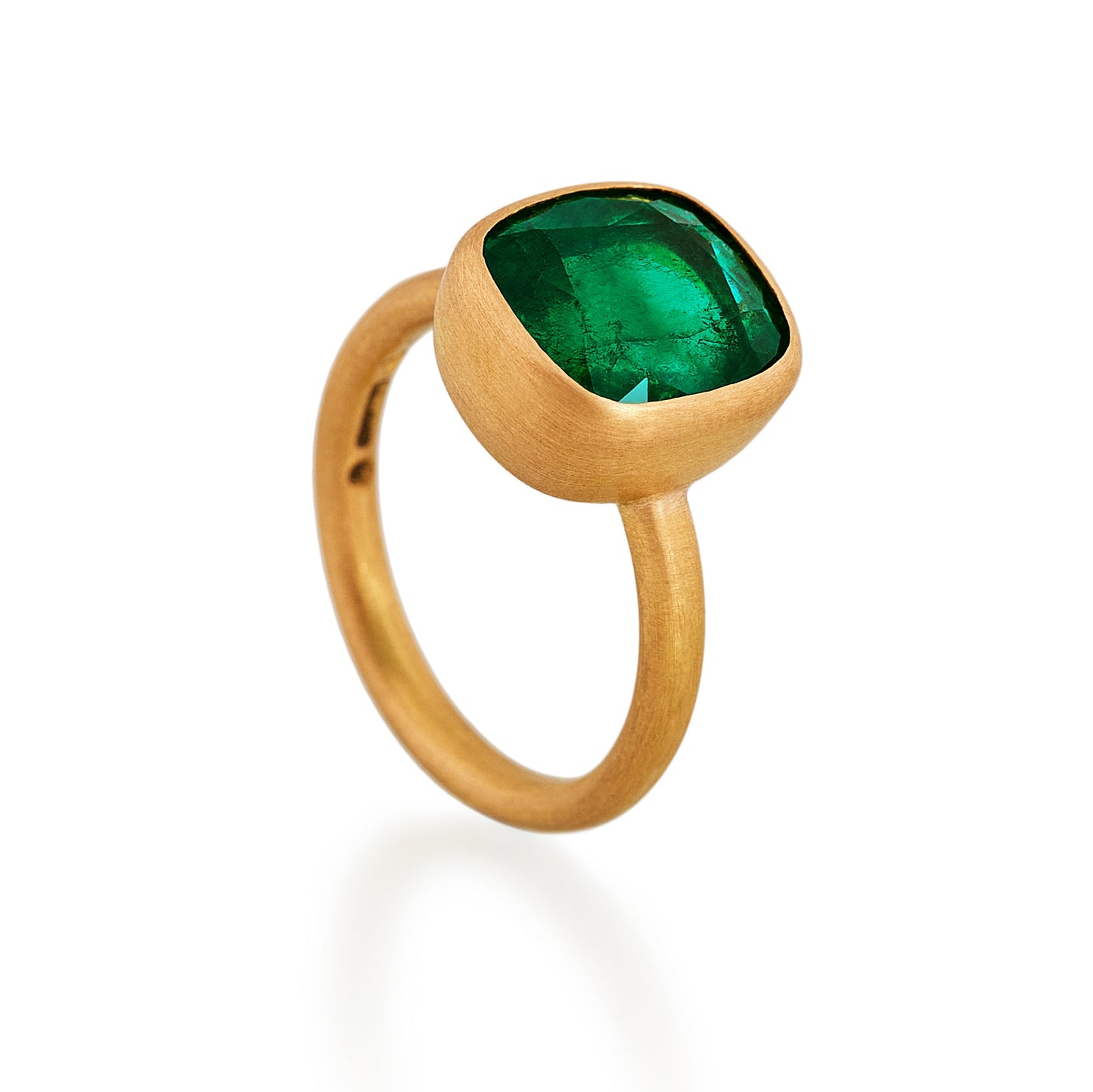 Cushion Cut Emerald Ring, 22ct Gold