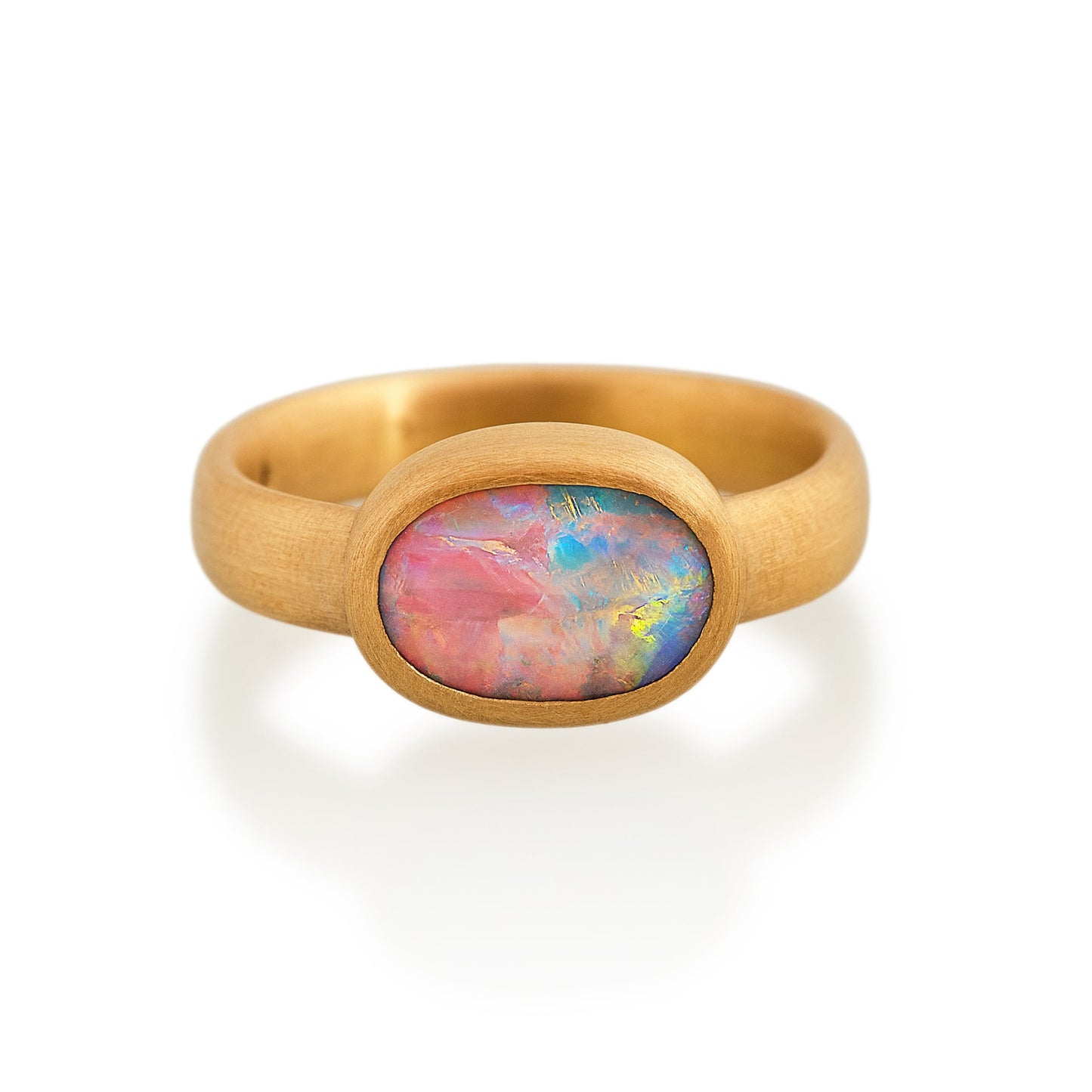 Black Oval Opal Ring, 22ct Gold