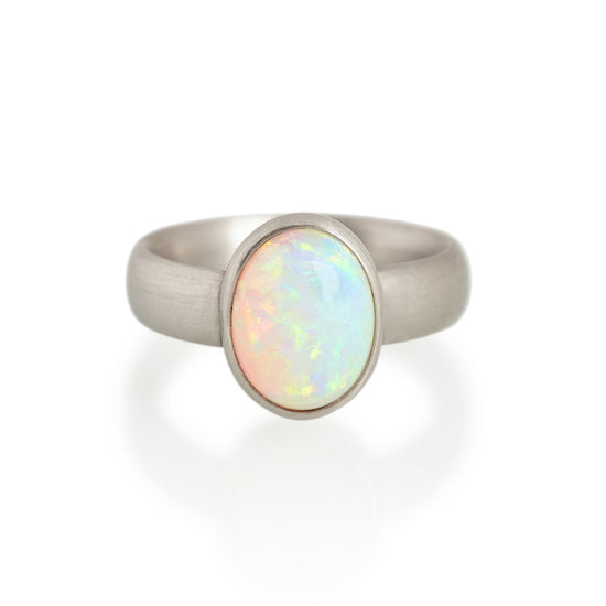 White Opal Ring, Platinum