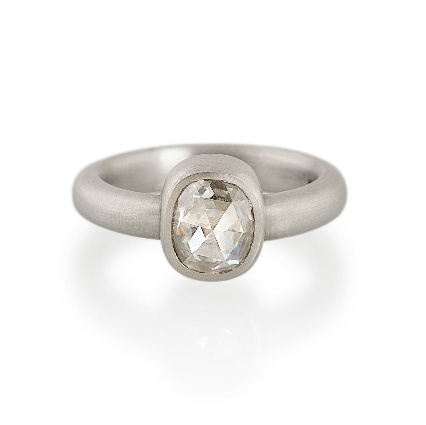 Oval Rose Cut Diamond Ring, Platinum