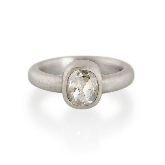 Oval Rose Cut Diamond Ring, Platinum
