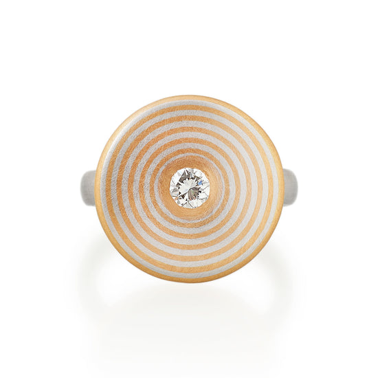 Concentric Circle Diamond Ring, Platinum & 22ct Gold