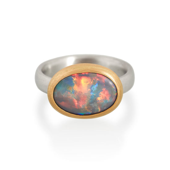 Black Opal Ring, Platinum & 22ct gold