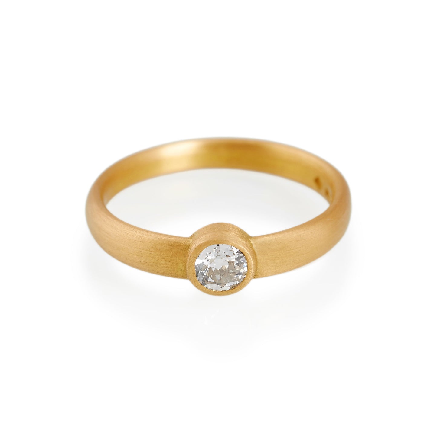 Antique Round Cut Diamond Tapered Ring, 22ct Gold