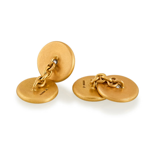 Load image into Gallery viewer, Diamond Disc Cufflinks, 22ct Gold

