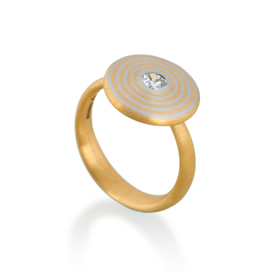 Concentric Circle Diamond Ring, 22ct Gold & Platinum