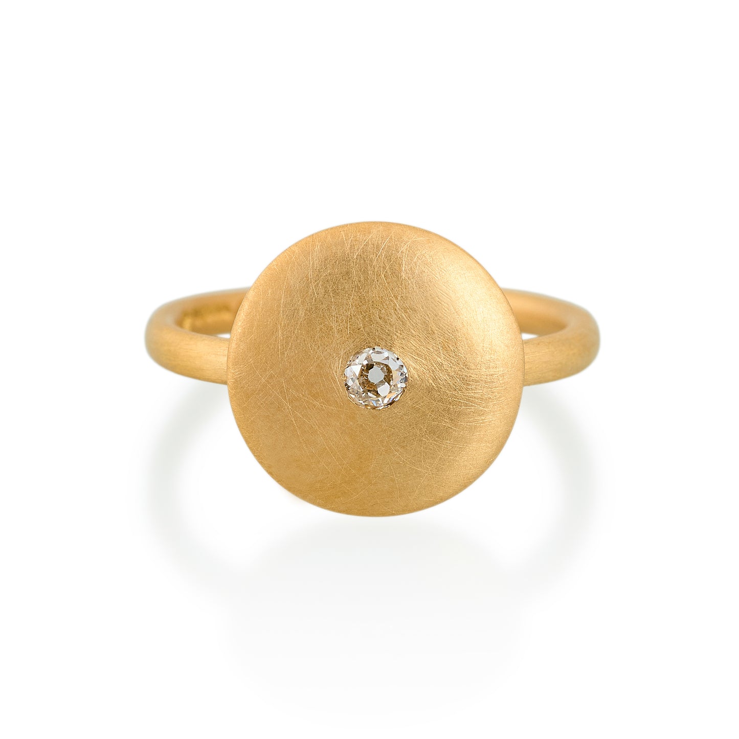 Brilliant Diamond Small Disc Ring, 22ct Gold (Copy)