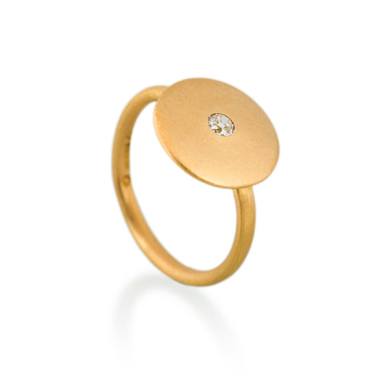 Brilliant Diamond Small Disc Ring, 22ct Gold (Copy)