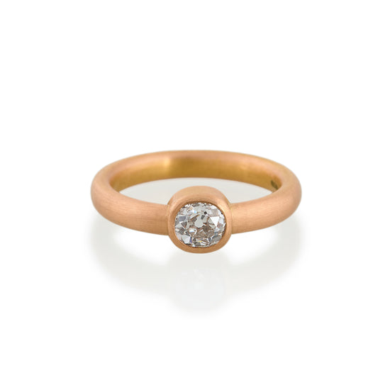 Cushion Cut Oval Diamond Ring, 18ct Rose Gold