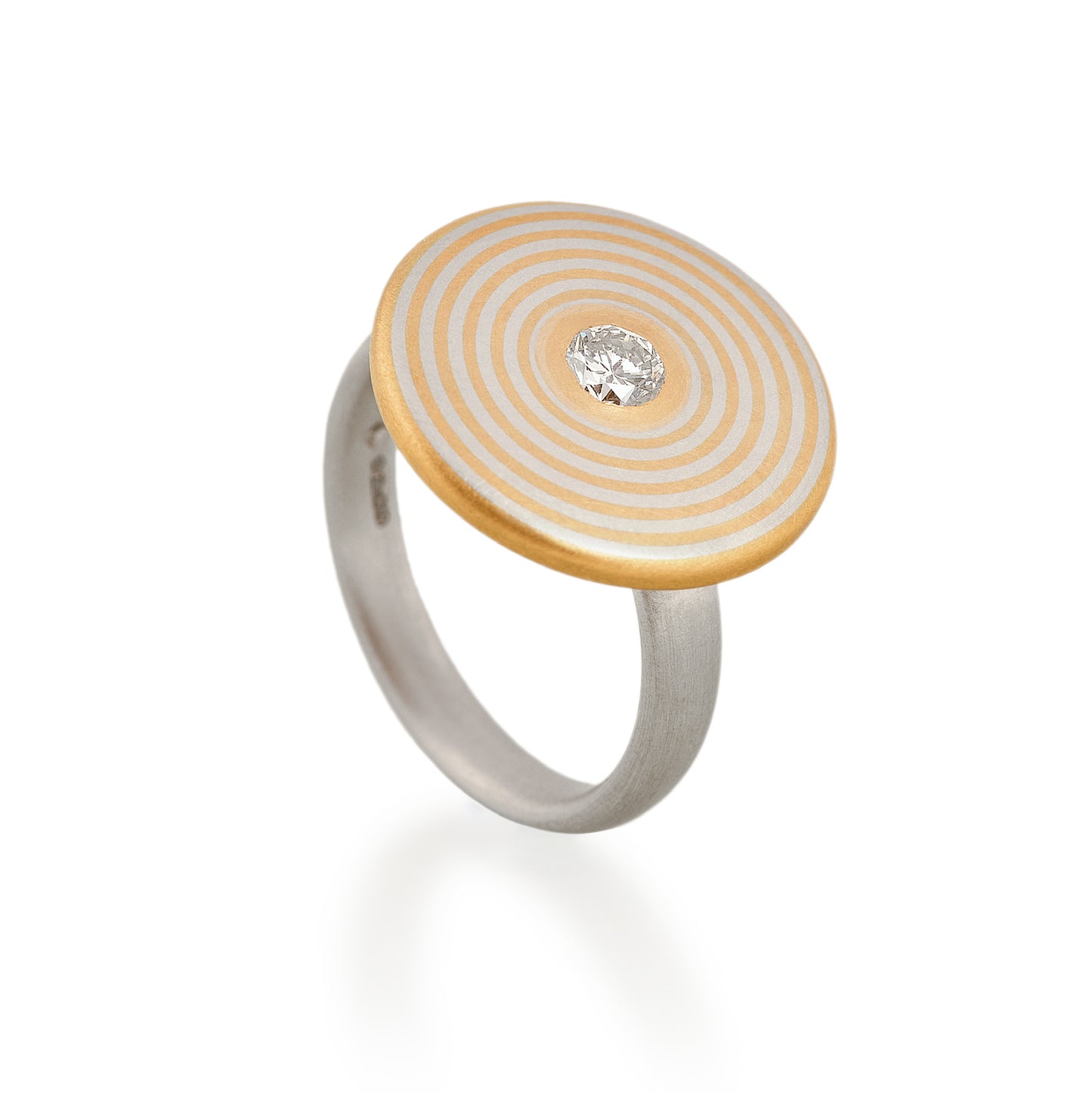 Concentric Circle Diamond Ring, Platinum & 22ct Gold