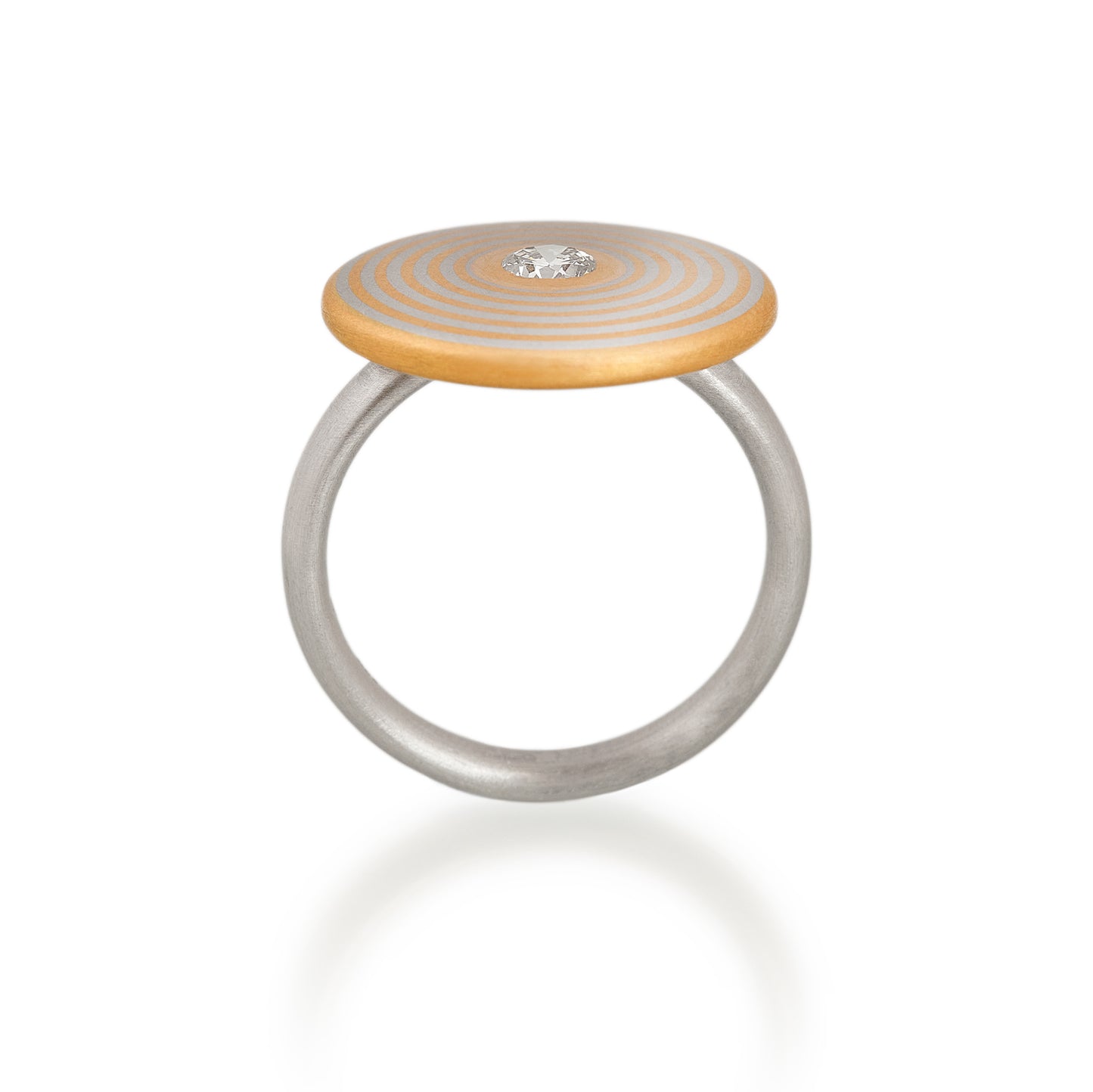 Concentric Circle Diamond Ring, Platinum & 22ct Gold