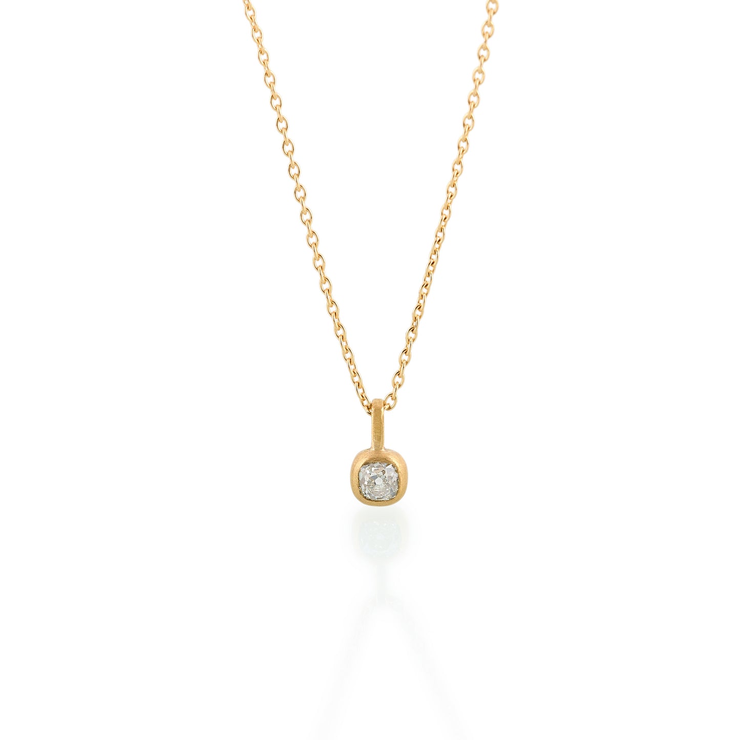 Old Cushion Cut Diamond Necklace, 22ct Gold