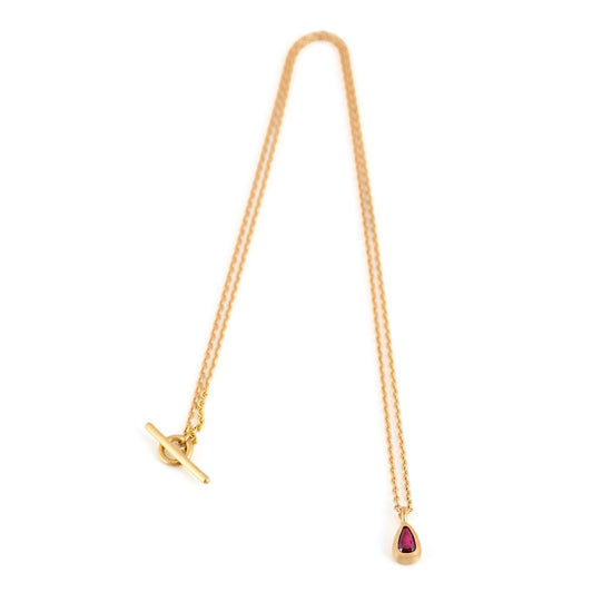 Old Cut Ruby Drop Necklace, 22ct Gold