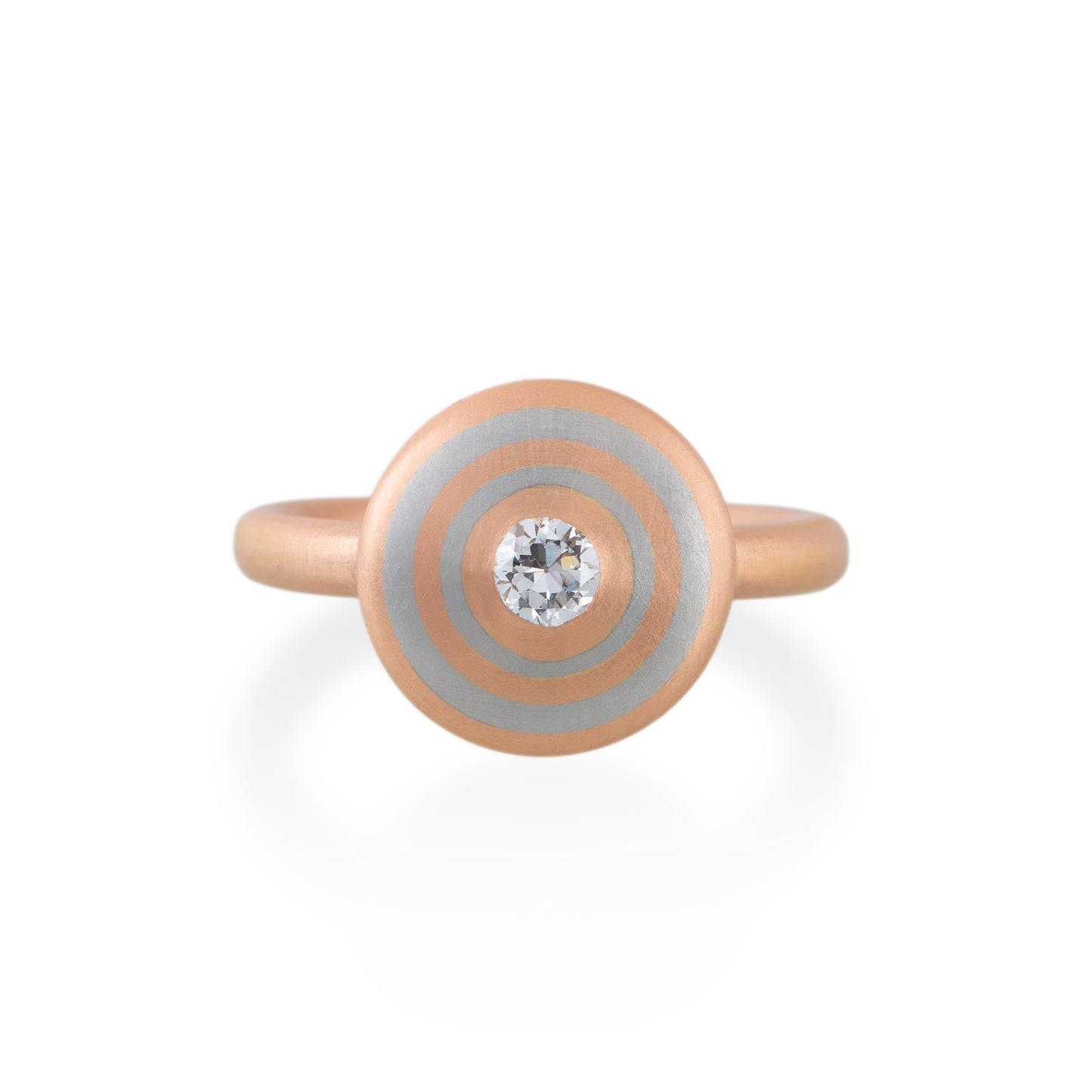 Concentric Circle Diamond Ring, 18ct Rose Gold & Platinum