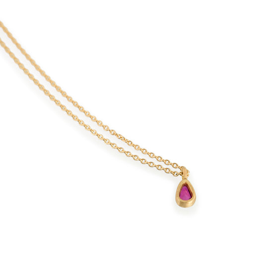 Old Cut Ruby Drop Necklace, 22ct Gold