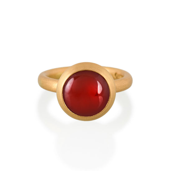 Round Cornelian Ring, 22ct Gold