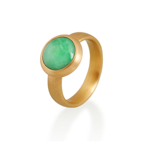 Load image into Gallery viewer, Circular Jade Ring, 22ct Gold
