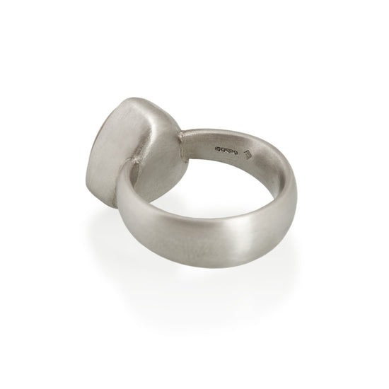 Triangular Cabochon Citrine Ring, Platinum