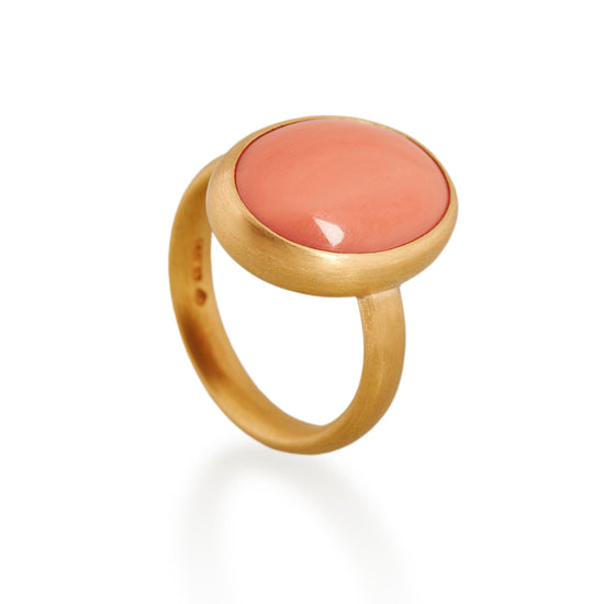 Oval Antique Coral Ring, 22ct gold & platinum