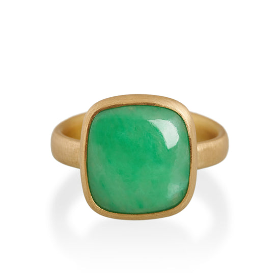 Square Jade Ring, 22ct Gold