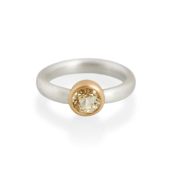 Pale Citrine Ring, Silver & 22ct Gold