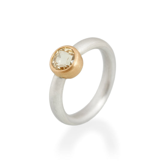 Pale Citrine Ring, Silver & 22ct Gold