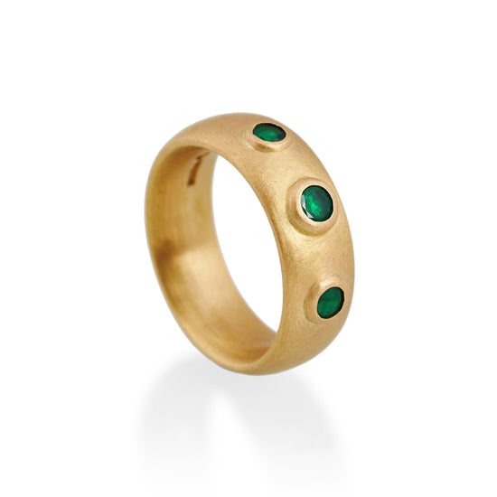 Load image into Gallery viewer, Three Emerald Ring, 22ct Gold
