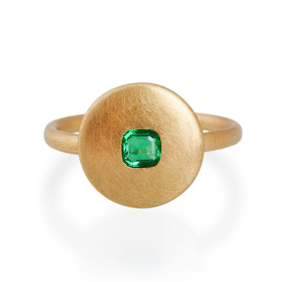Load image into Gallery viewer, Emerald Disc Ring, 22ct Gold
