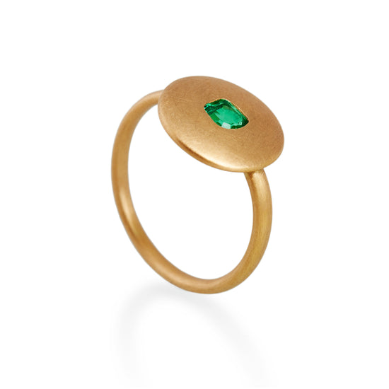 Emerald Disc Ring, 22ct Gold