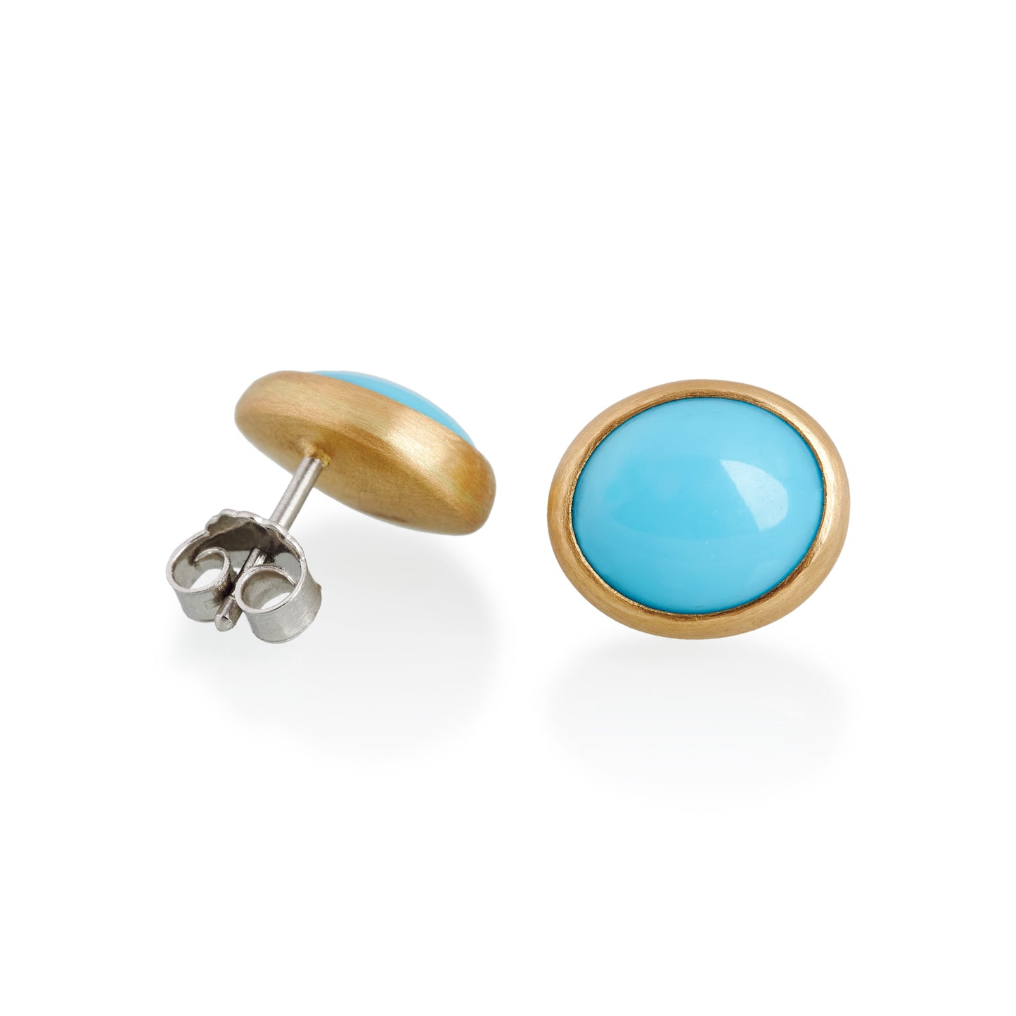Load image into Gallery viewer, Turquoise Stud Earrings, 22ct Gold

