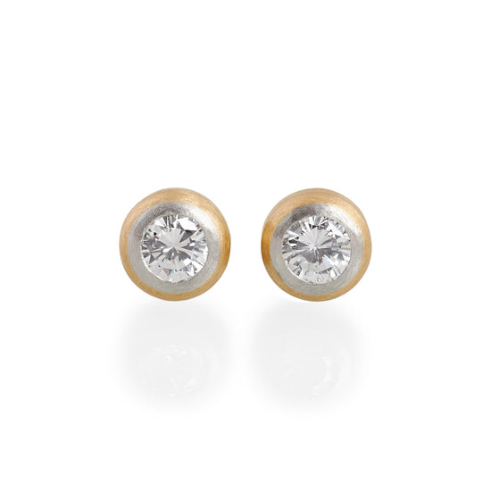 Brilliant Diamond Stud Earrings, 22ct Gold & Platinum
