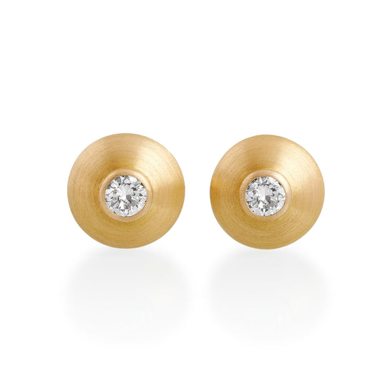 Load image into Gallery viewer, Domed Disc Old Brilliant Cut Diamond Earrings, 22ct Gold
