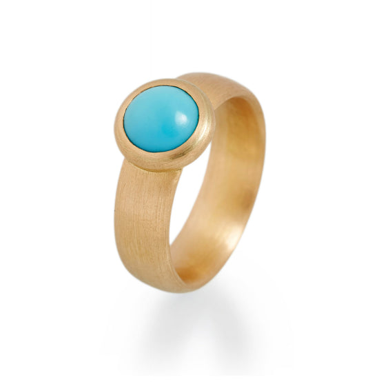 Round Turquoise Ring, 22ct Gold