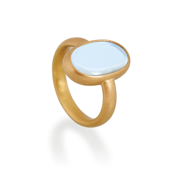 Large Oval Moonstone Ring, 22ct Gold & Platinum