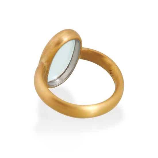 Large Oval Moonstone Ring, 22ct Gold & Platinum
