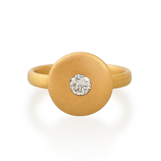 Load image into Gallery viewer, Brilliant Diamond Small Disc Ring, 22ct Gold
