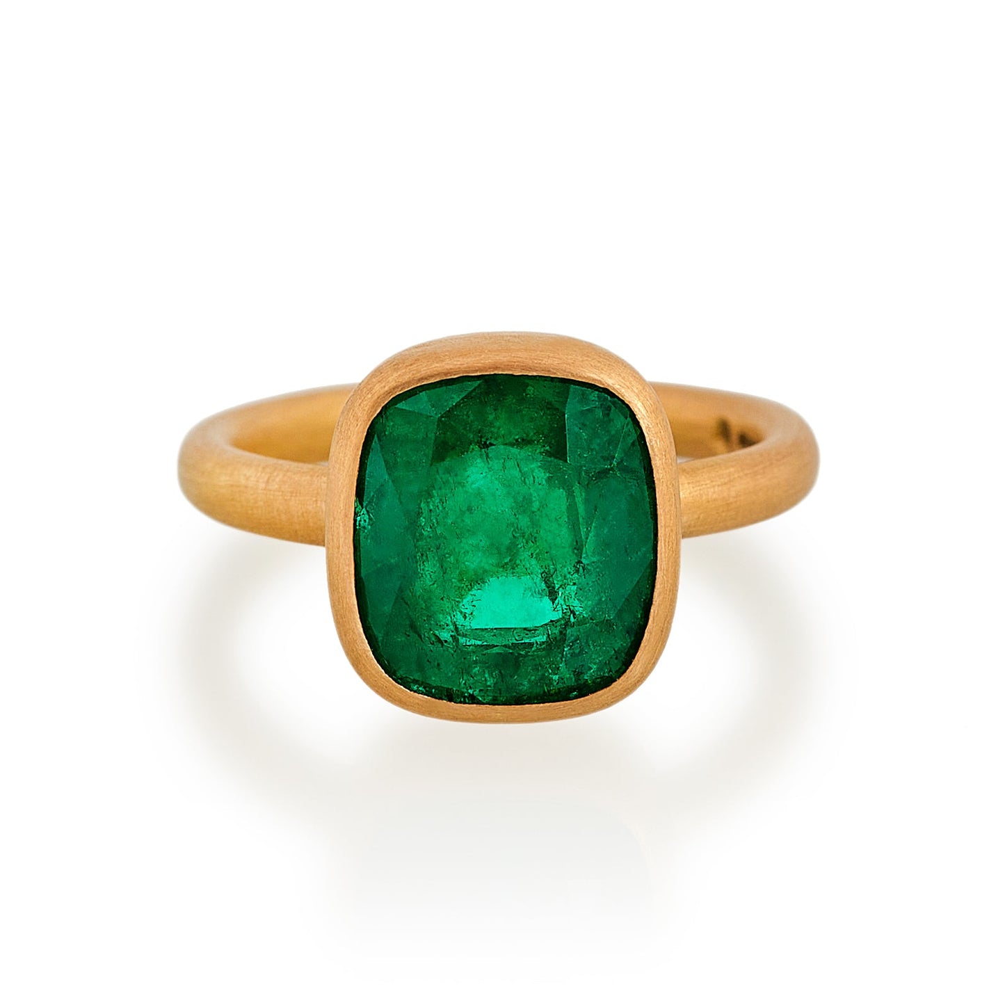 Cushion Cut Emerald Ring, 22ct Gold