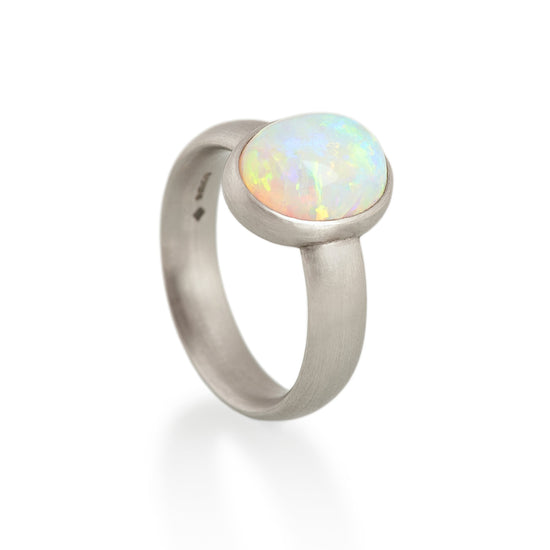 White Opal Ring, Platinum